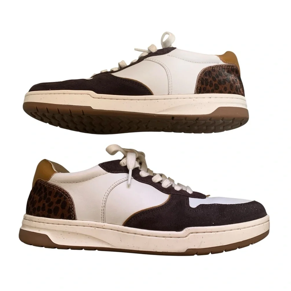 Madewell Court Sneakers Calf Hair, Leather, Suede - Espresso Bean Animal Print